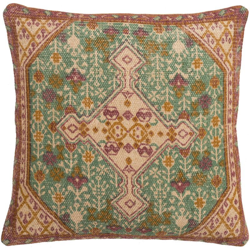 Shadi Cotton Throw Pillow, Pillow Cover Only, Green, 22" x 22"