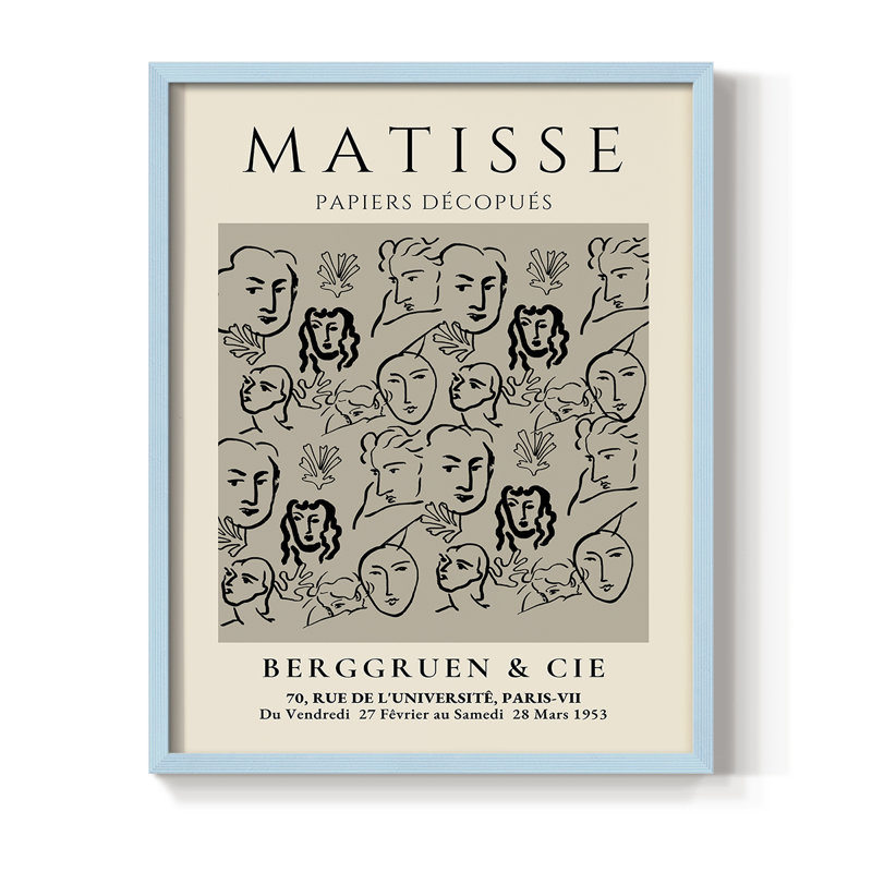 Matisse CLXVI, reproduction encadrée - bois massif, Bleu, H 10 po x l 8 po