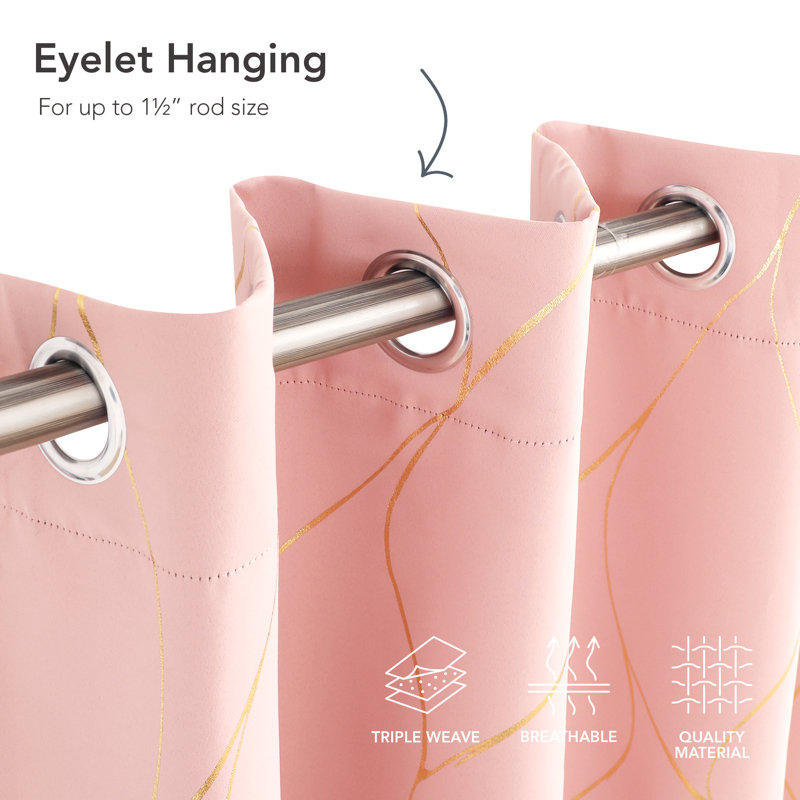 Valmar Blackout Curtain Pair, Width 117 x Drop 138cm, Coral Pink