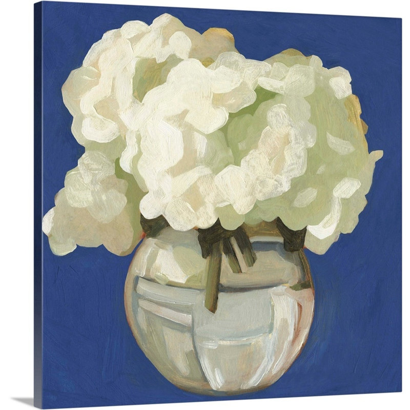 Art sur toile, Hortensias blancs I, Toile tendue, H 20 po x l 20 po x P 1,25 po