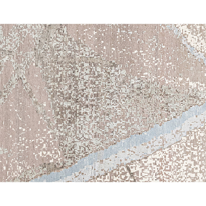 Hand Knotted Abstract Area Rug in Gray/Ivory/Beige, Rectangle 8' x 10'