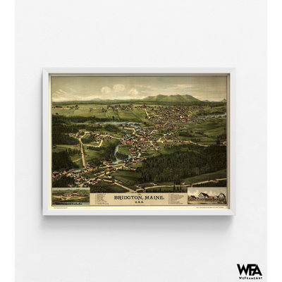 Bridgton-Maine 1888, State Of Maine Historic Poster, USA Town Poster Print, North America History Wall Decor, Over Bookshelf Decor