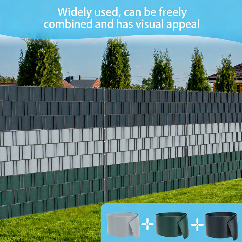 Hard PVC Privacy Screen Strips for Double Bar Fences, Wind Protection, Weatherproof, Easy to Install, Privacy Screen Fence Film Opaque for Garden Fence, Balcony