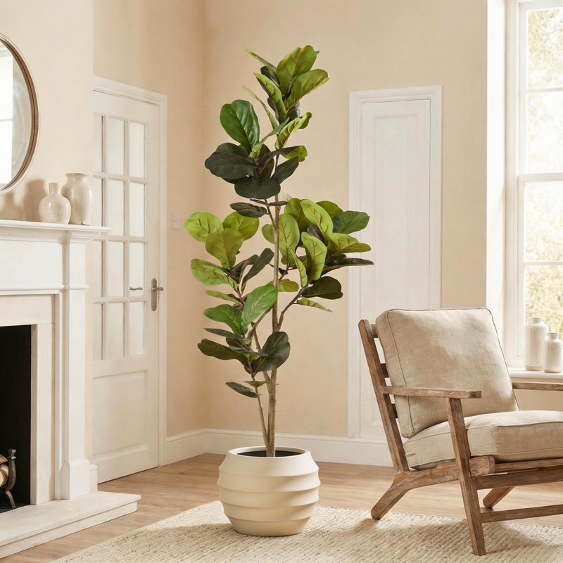 Figuier artificiel de 6 pi pour décoration intérieure et extérieure en pot en plastique noir, 72"H x 24"W