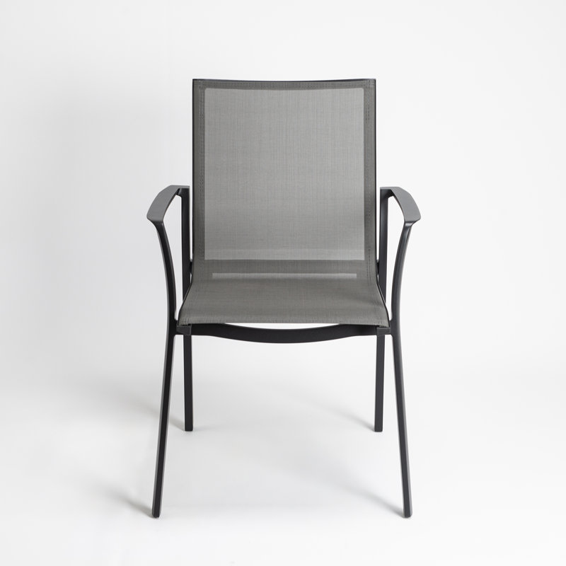 Chaise de patio empilable en aluminium, Noir