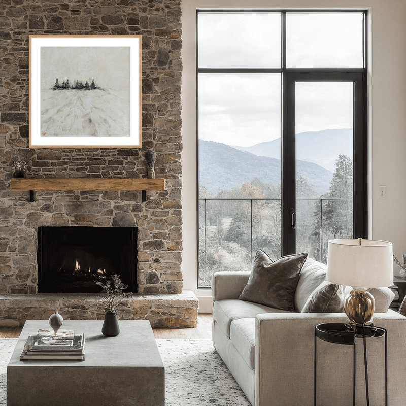 Nature Inspired "Frosted Horizon" Canvas Wall Art By , 20" H x 20" W, Framed Canvas, Brown