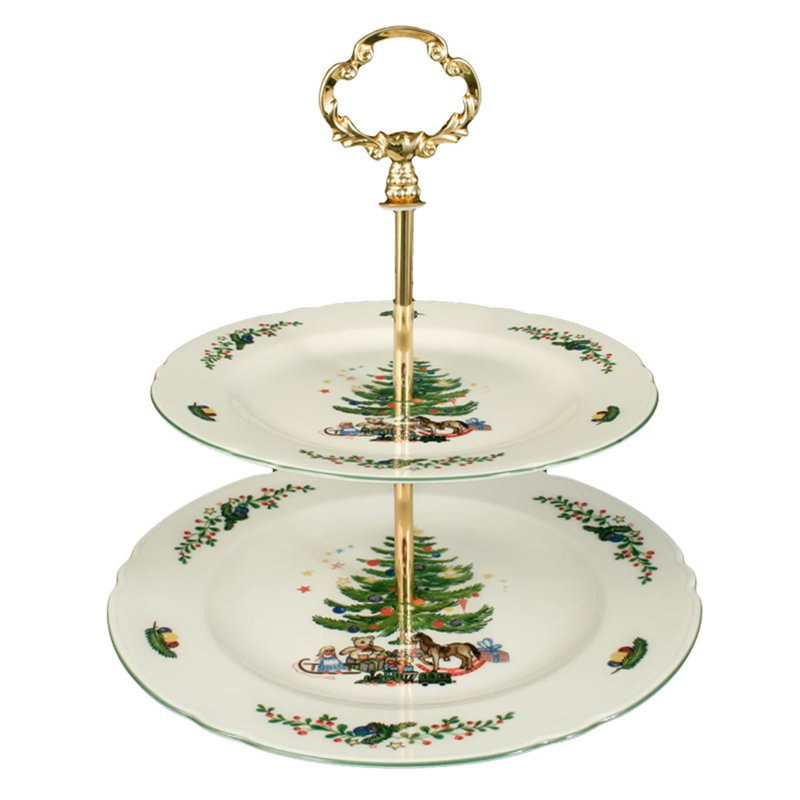 Marieluise Ivory Flowers Christmas Tiered Stand