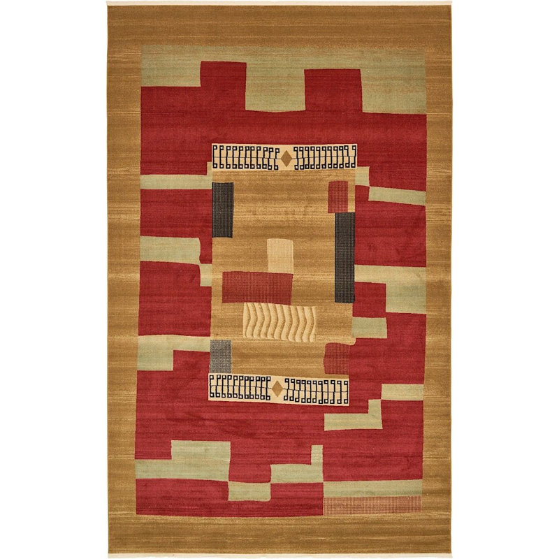 Tapis beige/rouge rouille/brun Lela, Rectangle 10 pi 6 po x 16 pi 5 po