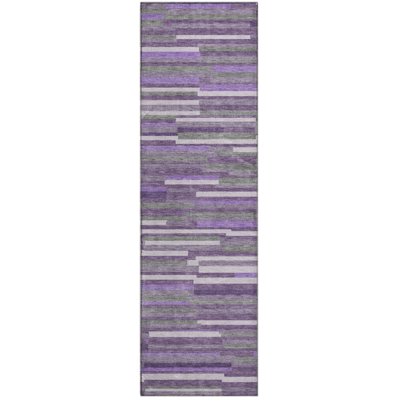 Premium Machine Washable Prisco Purple Rug, Runner 2'3" x 7'6"