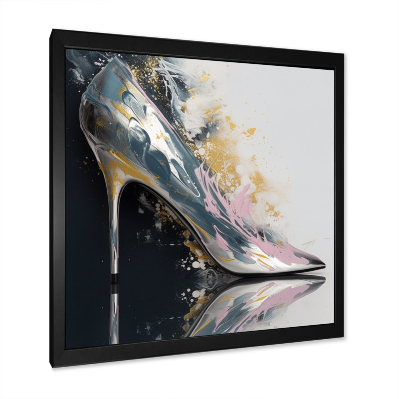 Rose High Heel Enchantment II - imprimé, Impression noire sur toile encadrée, H 16 po x l 16 po x P 1 po