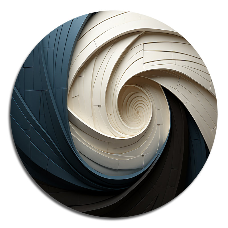 Géométrique en spirale I - Art abstrait rond en métal, H 16 po x l 16 po