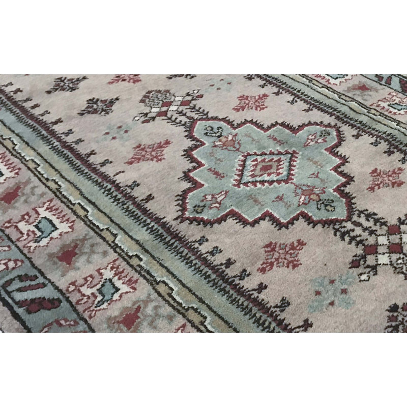 Wool Southwestern Area Rug in Green/Wine/Ivory