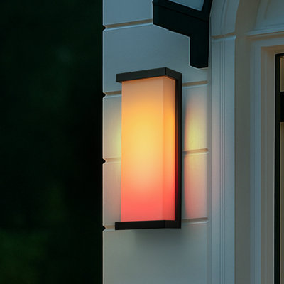 H20" Smart Rgb Outdoor Wall Light Modern Large Integrated Led Wall Sconce With Remote And App Control Weather-resistant Cast Iron Exterior Light Fixture For Porch Garage Garden