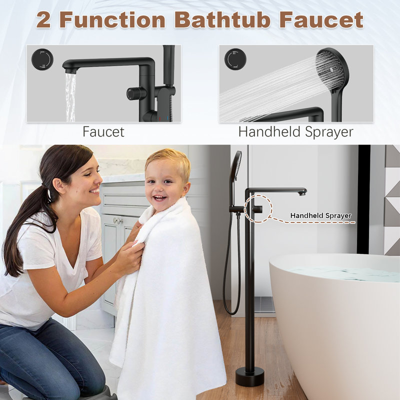 Single-handle Water-fall Bath Freestanding Tub Faucet With Handheld Shower Bathroom Faucet