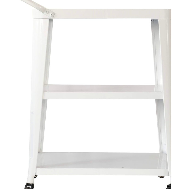 Industrial 3-tiered White Dining Cart With Swivel Wheels And Long - Lasting Metal Union For Kitchen Use, 33.7"h X 23.8"w 13.8", Assembly Needed Frame Kitchen, 33.7" Tall, 23.8" Wide, 13.8" Deep,