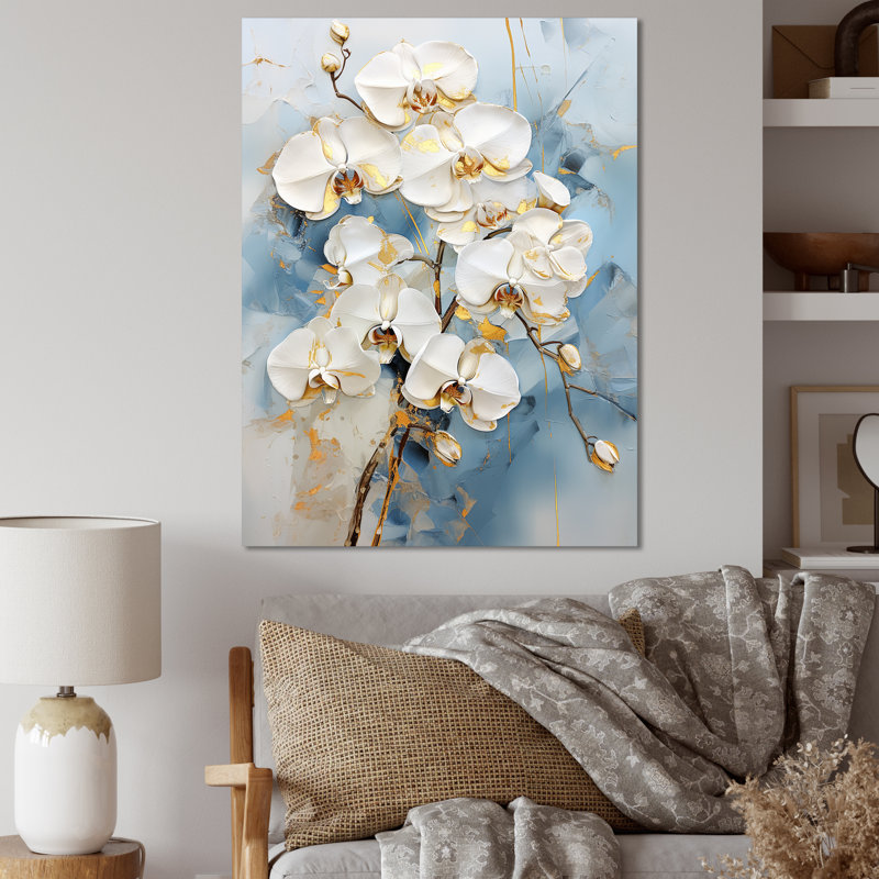 Élégance florale beige et or III, Toile tendue, 32" H x 16" W