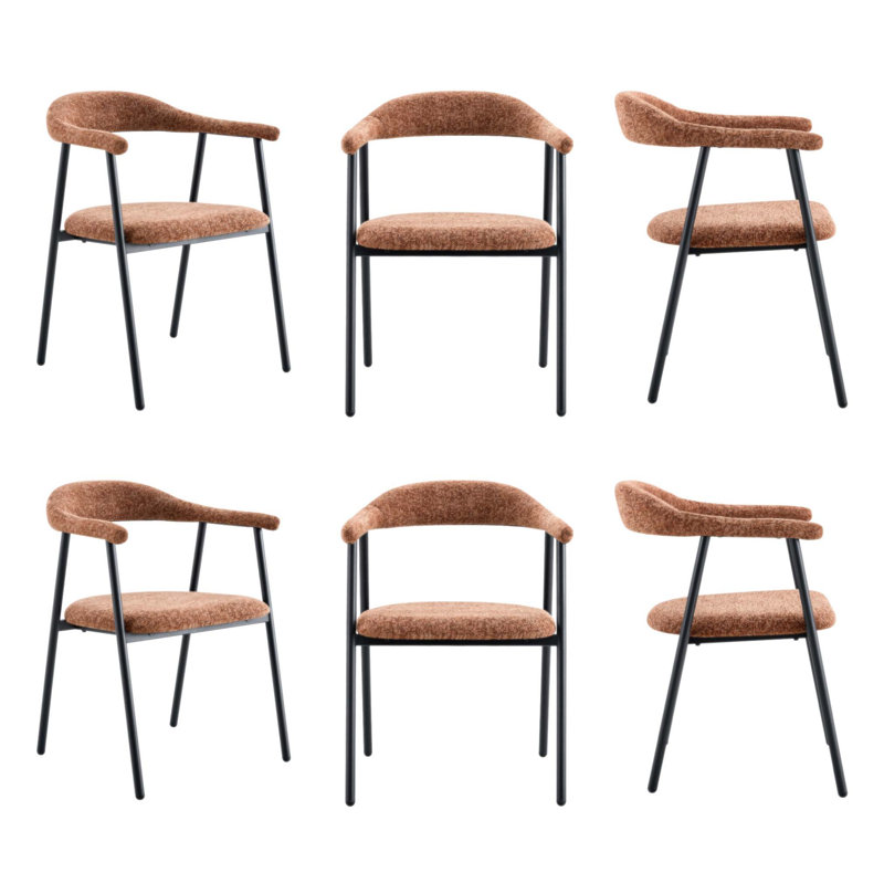 Ensemble de 4 chaises de salle à manger en tissu caramel avec pieds en métal élégants, confortables et durables pour les maisons modernes (Chaise seulement)