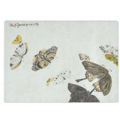 Tempered Glass Butterflies Chopping Board