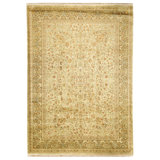 Hand Knotted Wool Area Rug in Green And Brown