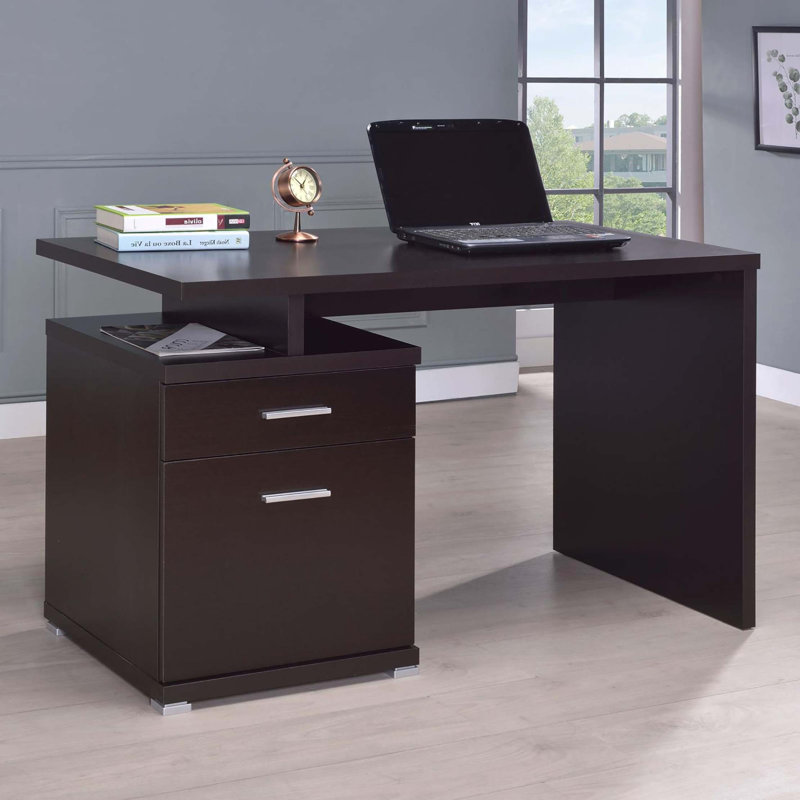 Bureau réversible à 2 tiroirs, Brun