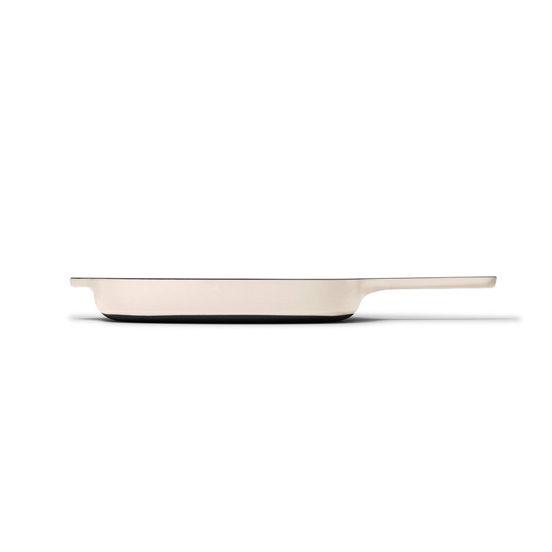 10.5" Enameled Cast Iron Grill Pan, Cream