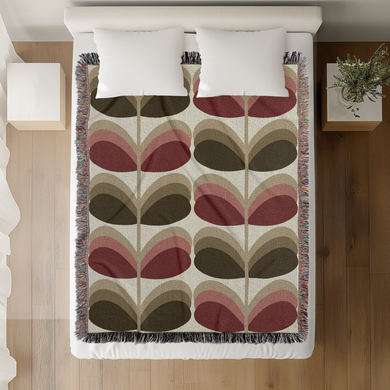 Jeté en mélange de coton rétro, Rouge, L 80 po x l 60 po
