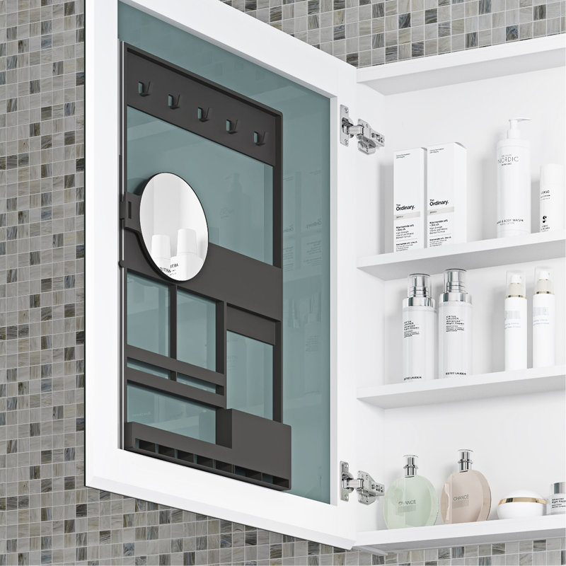 Armoire de rangement à miroir biseauté pour salle de bain l 48 po x H 30 po - Bois d'ingénierie et salle de bain spacieuse 48 po x 30 po