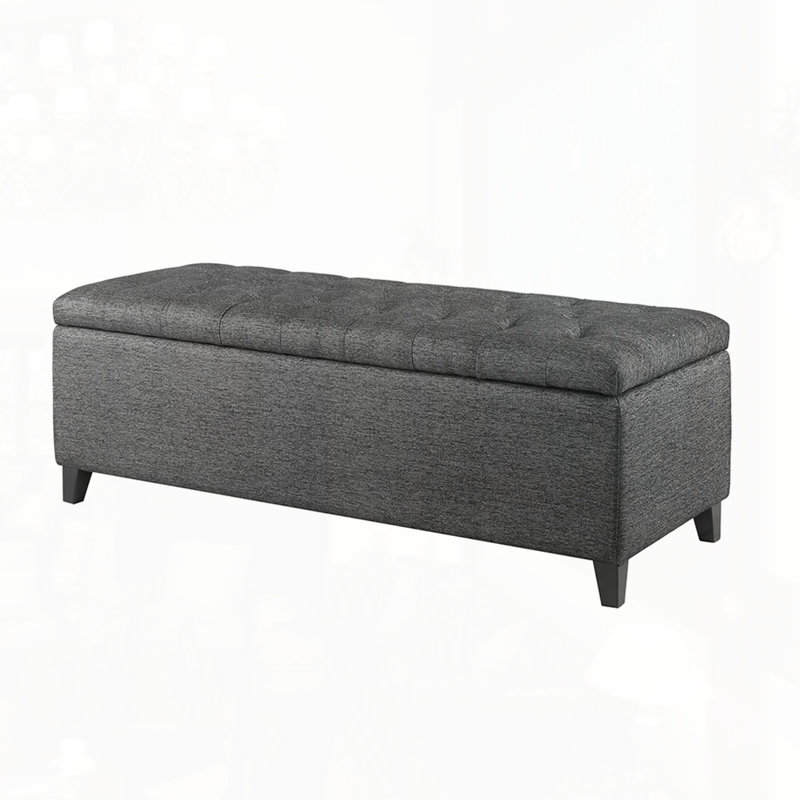Banc de rangement capitonné à fermeture douce, Gris anthracite