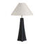 Lampe de table en céramique noire de 82,5 cm de hauteur avec abat-jour Empire en lin naturel