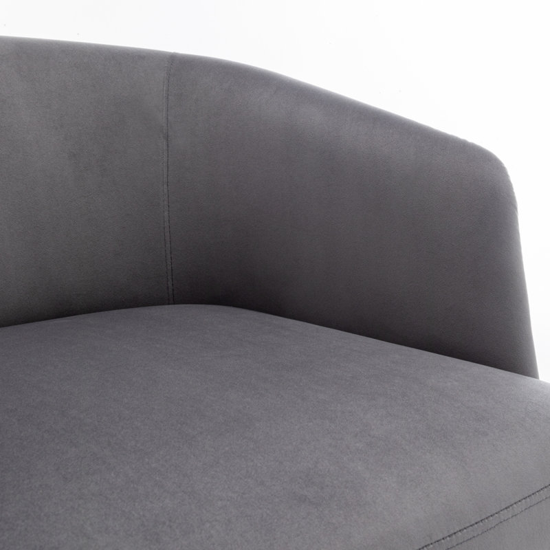Gray Velvet Swivel Barrel Chair with Wood Base