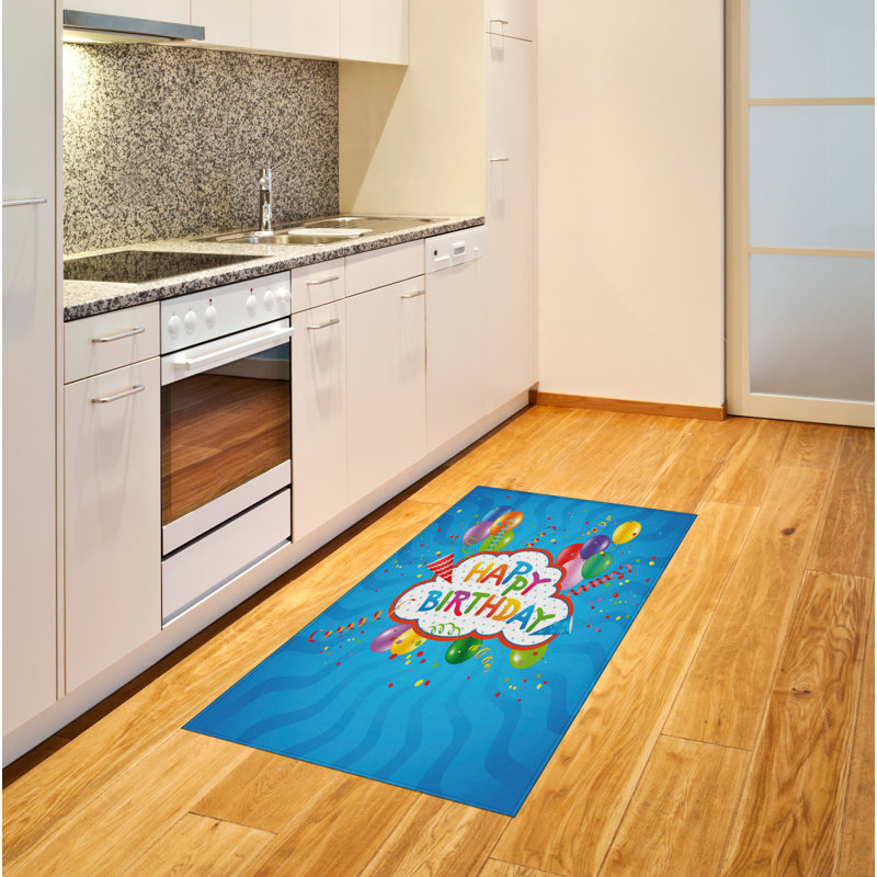 Blue High Density Long Fiber Poly Threads Decorative Area Rug Carpet, Rectangle 2'7" x 5'