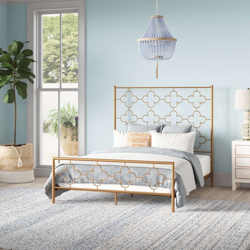 Luan Metal Open-Frame Bed, Full, Antique Gold