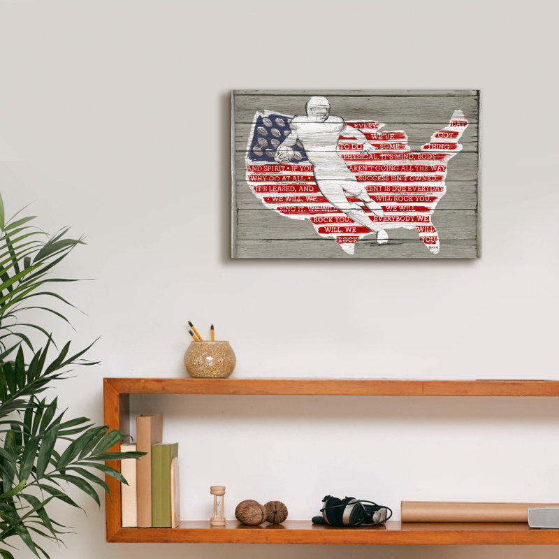 «Usa Flag And Runningback» par Art Licensing Studio, art mural sur toile, H 12 po x l 18 po x P 0,75 po
