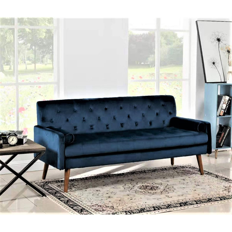 Stansbury 68.5" Velvet Square Arm Sofa, Light Blue