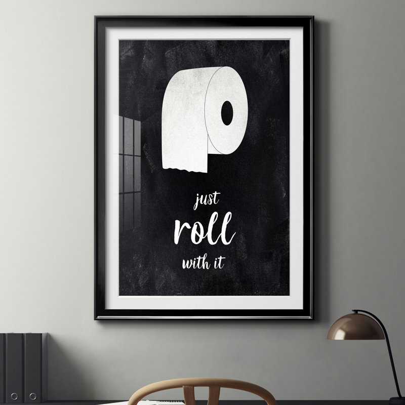 Rouleau - Reproduction d'art textuel sur papier encadré, H 18,5 po x l 24,5 po x P 1,5 po, Papier noir