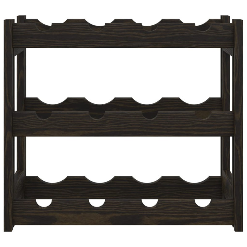 12 Bottle Solid Wood Tabletop Wine Bottle Rack in, Black
