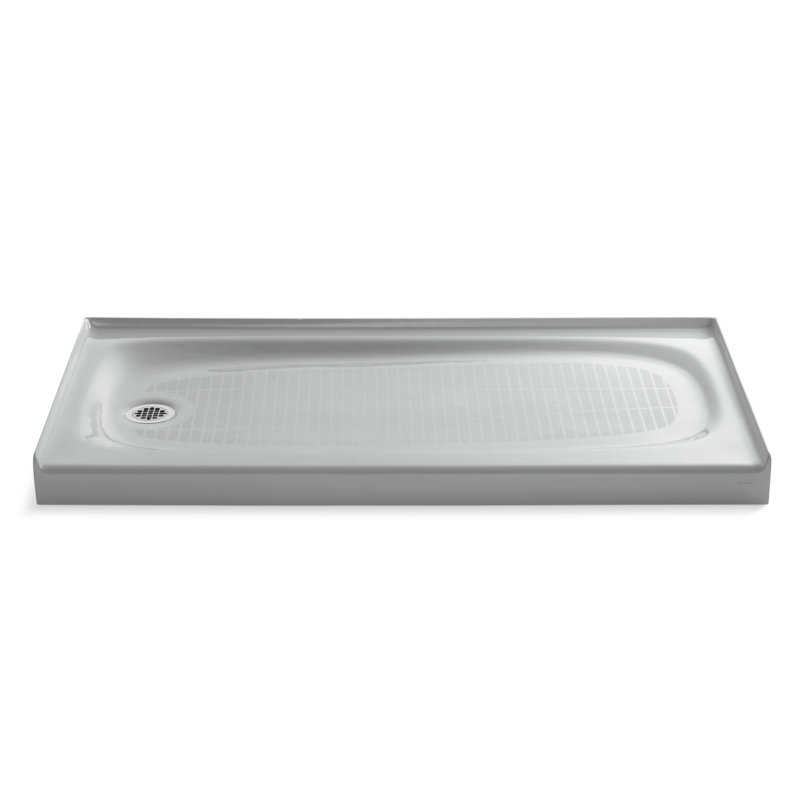 Salient 60" x 30" Cast Iron Rectangular Single Threshold Alcove Shower Base, Sunlight, Left-Hand