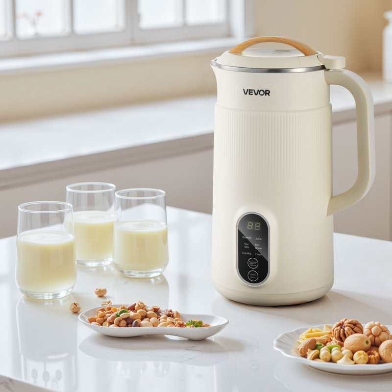 6-in-1 Nut Milk Maker, 20 oz Soy Milk Maker Machine with 6 Blades, for Homemade Oat, Nut, Soy, Juice, Plant-Based and Non Dairy Beverages with High-Temp Self-Cleaning, Boil Water, 12-Hour Delay