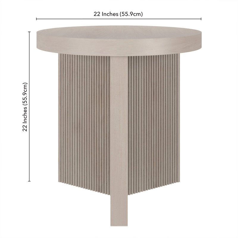 Brielle Pedestal End Table, White, White Wood