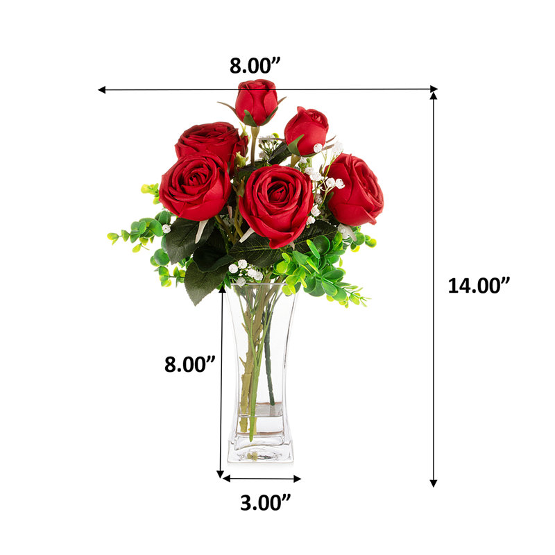 Arrangement floral de roses apprenant ou centre de table dans un vase, Rouge