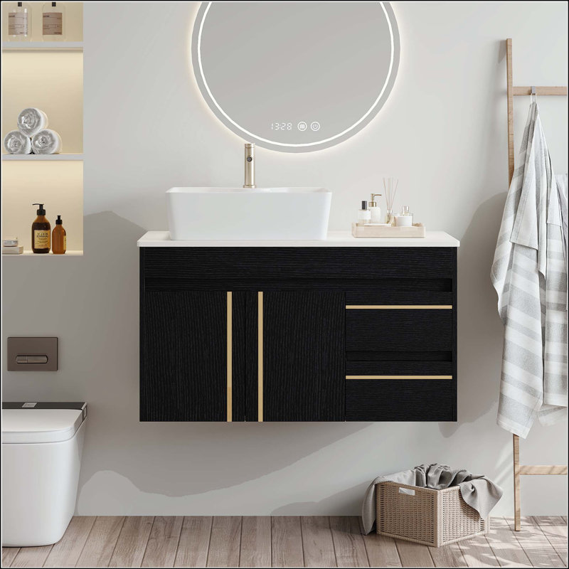 Meuble-lavabo mural 36 po avec lavabo vasque en céramique 36 po