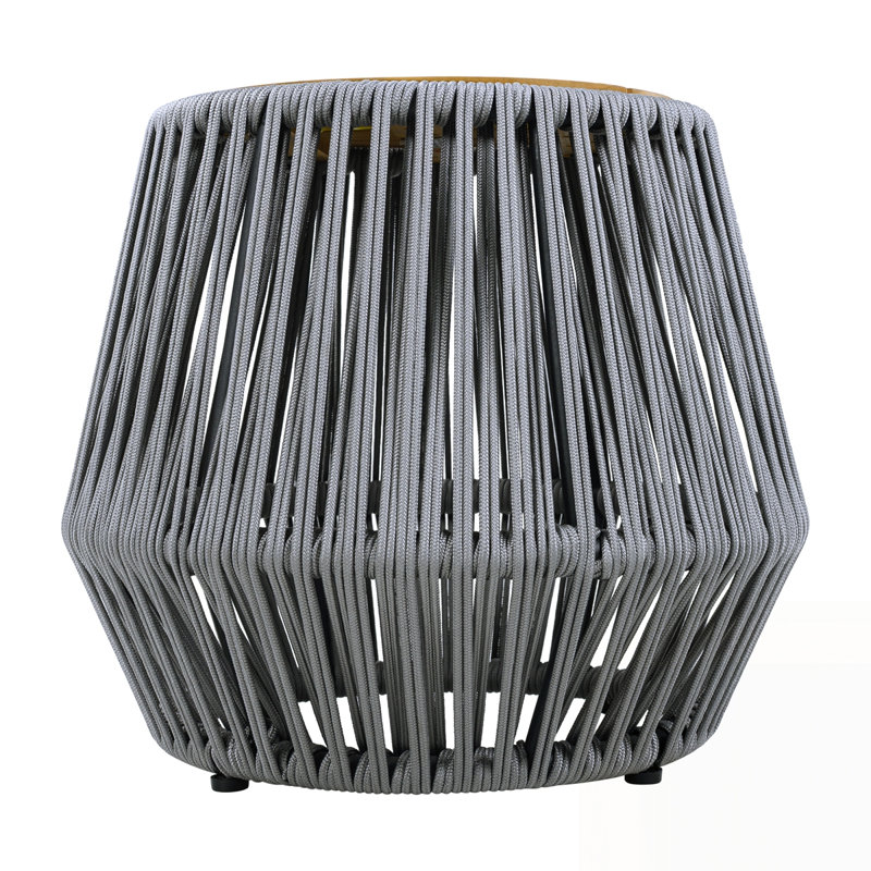 Table d'appoint en bois d'acacia avec base en corde, Gris