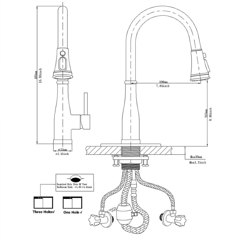 AWZTOO Kitchen Faucet, Brushed Nickel