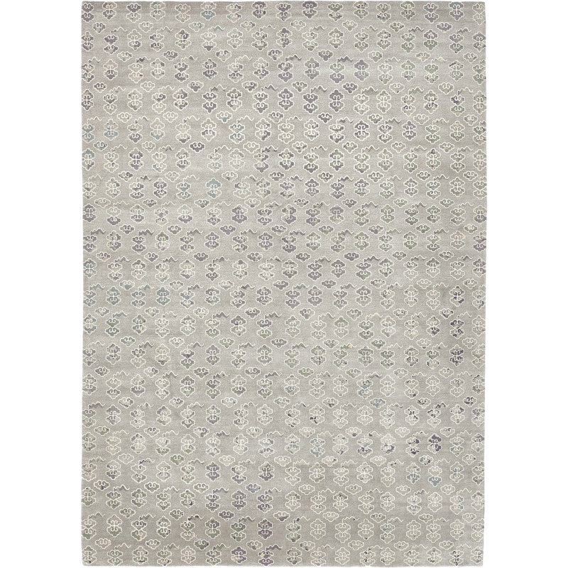 Gray Nu Vibrant Geometric Modern Tibetan Wool Rug - 10' x 14'