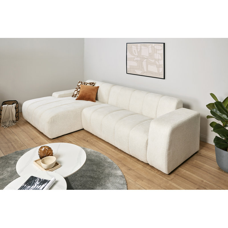 Charee Corner Sectional, Left Hand Facing, White Boucle