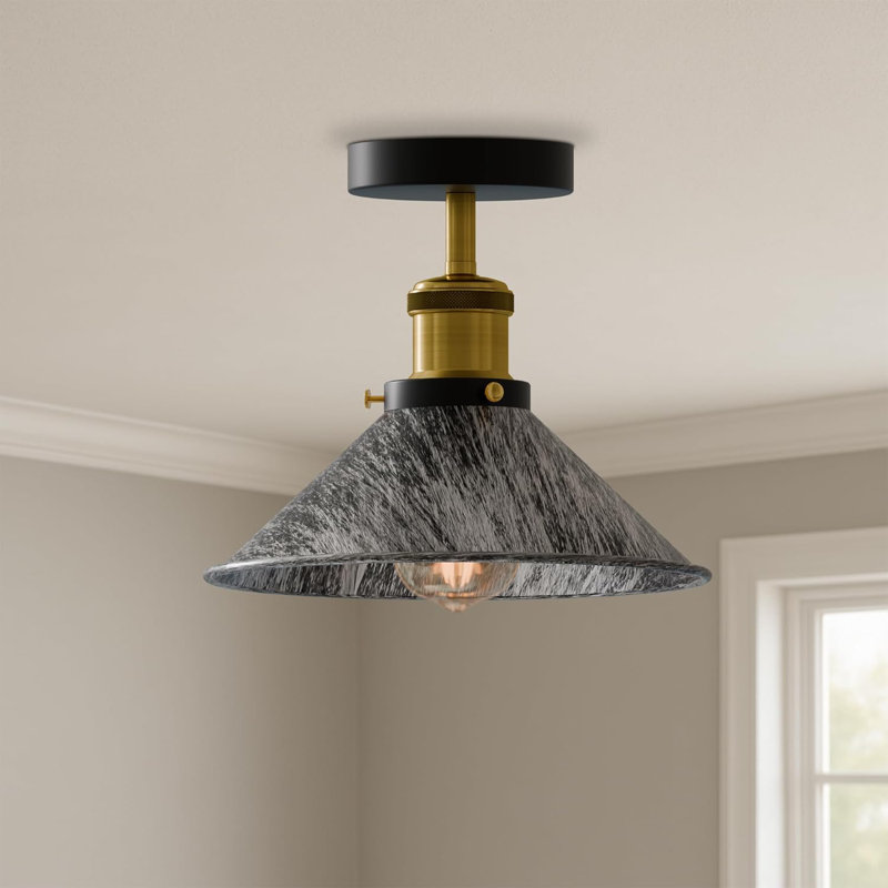 Denzel Semi Flush Mount, Brushed Silver