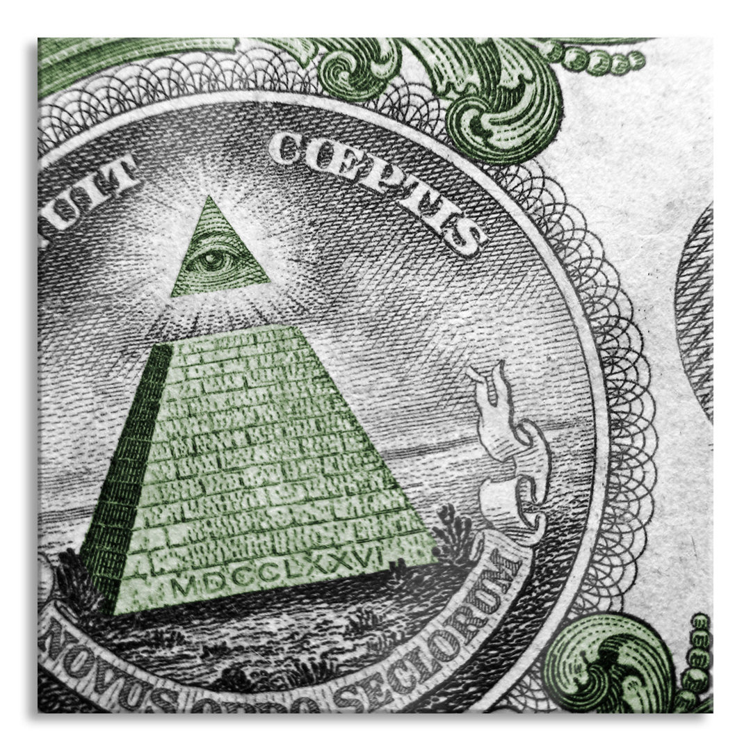 Glasbild Illuminati Pyramid Dollar