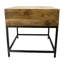 Table d'appoint carrée en bois naturel et fer fabriquée à la main
