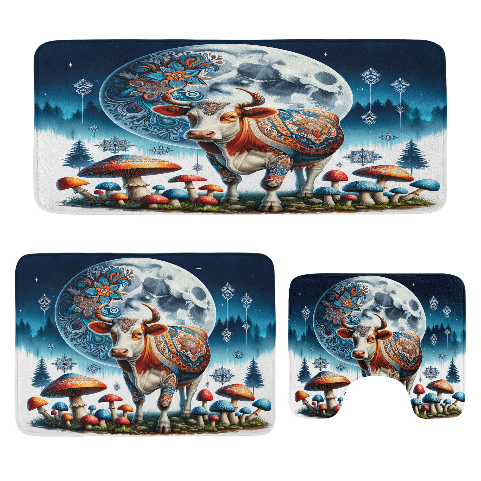 East Urban Home Rustic Bathroom Rug Set 3 Pieces U-Shape & Rectangle ...