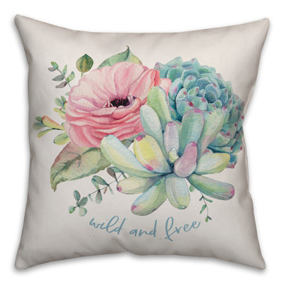 Coussin décoratif floral sauvage et libre plantes grasses 